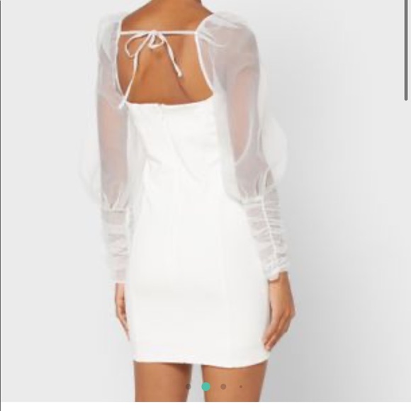 NWT! TOPSHOP white dress with sheer long sleeves - Picture 2 of 14